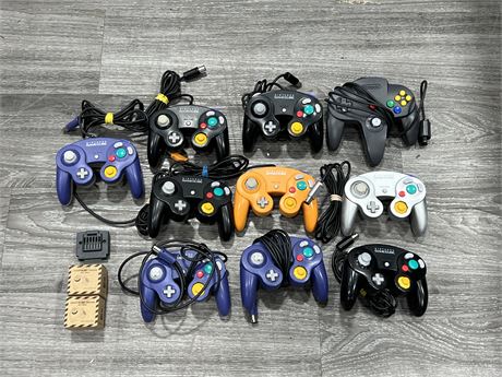LOT OF NINTENDO CONTROLLERS FOR PARTS AS IS