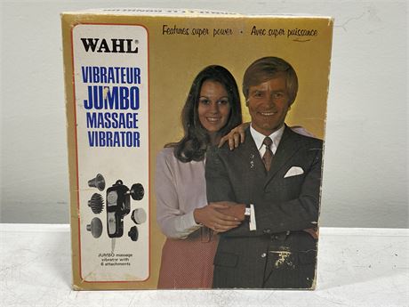 VINTAGE WAHL JUMBO MASSAGE VIBRATOR W/ORIGINAL BOX + INSTRUCTIONS
