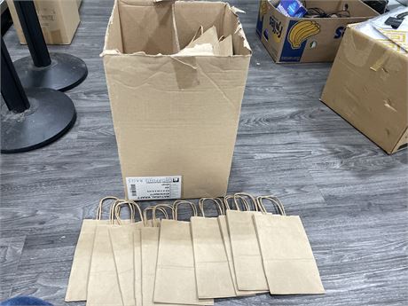 PARTIAL BOX OF KRAFT BAGS 6”x3”x9”