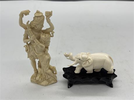 2 CARVINGS - ONE ON LEFT IS IVORY, OTHER UNKNOWN