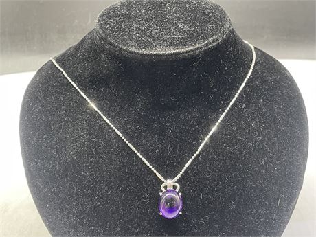925 STERLING & AMETHYST NECKLACE & PENDANT (20”)