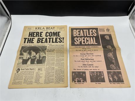 2 RARE 1965 BEATLES NEWSPAPERS INCL: LA CALIFORNIA, & NATIONAL INSIDER