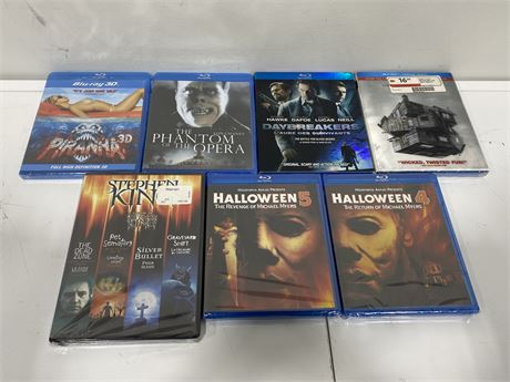 7 SEALED HORROR BLU-RAYS/DVDS