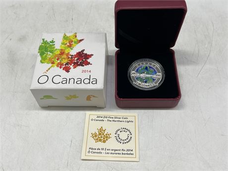 2014 RCM $10 FINE SILVER COIN - NORTHERN LIGHTS