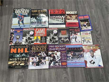 18 ASSORTED HOCKEY BOOKS LOTS OF HARDCOVERS