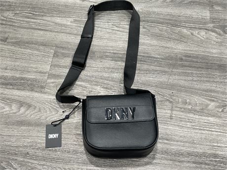 (NEW WITH TAGS) DKNY IMINA FLAP CROSSBODY BLACK BAG (8”x7”)