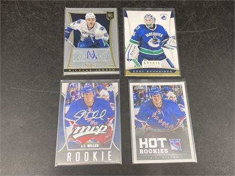 4 NHL ROOKIE CARDS INCLUDING AUTOGRAPH JENSEN ROOKIE