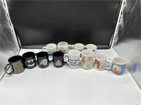 12 MISC COLLECTABLE MUGS