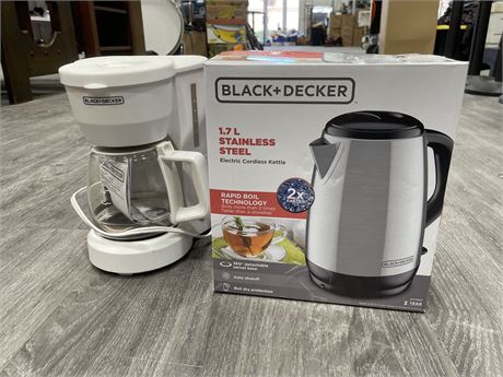 NEW BLACK AND DECKER COFFEE MAKER & ELECTRIC KETTLE IN BOX