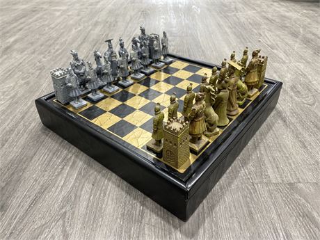 ORIENTAL PIECES CHESS SET - NEW (Pieces 3.25” tall, Board 14” x 14”)