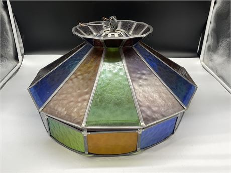 1970’s MULTIPLE COLOURED HANGING GLASS LAMP 18”x10”