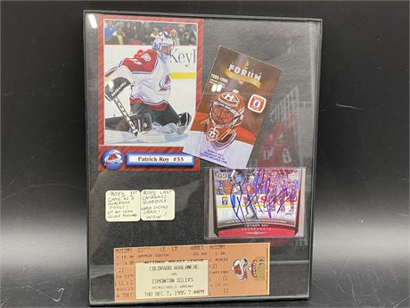 PATRICK ROY AUTOGRAPHED CARD, FIRST AVS GAME TICKET, & MORE