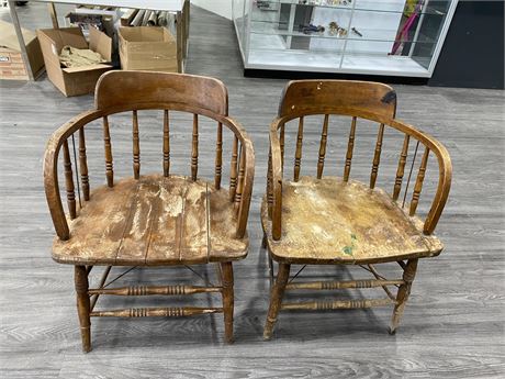 2 ANTIQUE RAILWAY STATION CHAIRS (21”X30”)