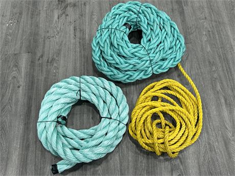 3 LARGE VARIOUS SIZED ROPES