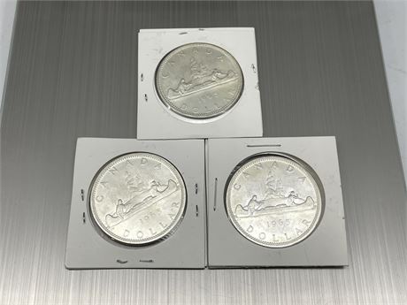 (3) 1965 SILVER CANADIAN COINS