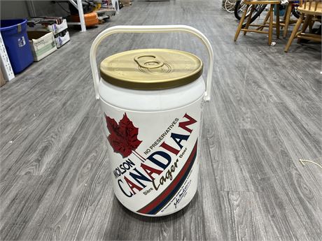LARGE MOLSON CANADIAN POP CAN STYLE COOLER - 20” TALL 12” DIAMETER