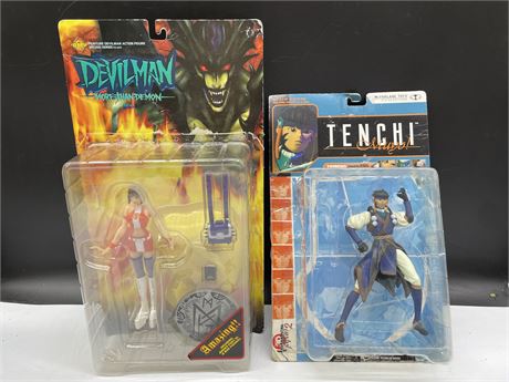 2 VINTAGE IN PACKAGE ANIME ACTION FIGURES 90’S-2001 DEVILMAN & TENCHI