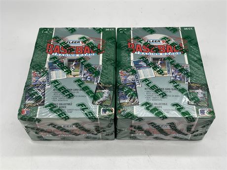 2 SEALED BOXES 1992 FLEER BASEBALL (36 PACKS/BOX)