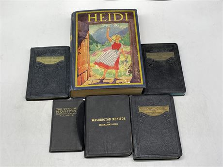 5 VINTAGE FREEMASON BOOKS & VINTAGE HEIDI BOOK 1932 BY JOHANNA SPYRI