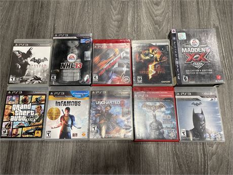 10 MISCELLANEOUS PS3 GAMES - GOOD CONDITION