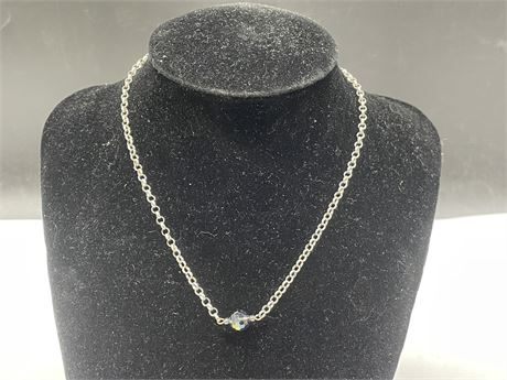 CRYSTAL & STERLING SILVER NECKLACE (14.5”)