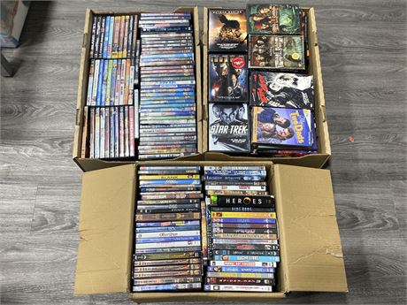 3 BOXES OF MISC. DVDS