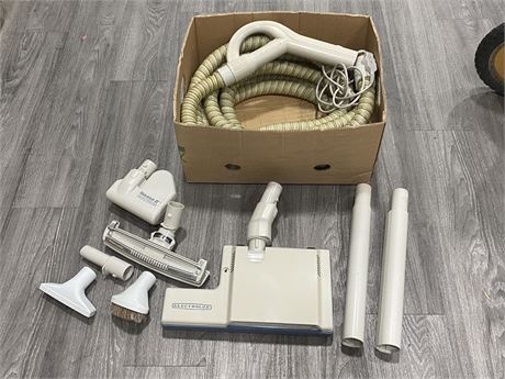 ELECTROLUX BUILT IN VACUUM KIT - CLEAN AND WORKING W/ ATTACHMENTS