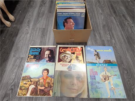 BOX OF COUNTRY RECORDS (mostly scratched)