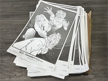 APPROX 250 ZOMBIE TARGET PRACTICE SHEETS (26”x40”)
