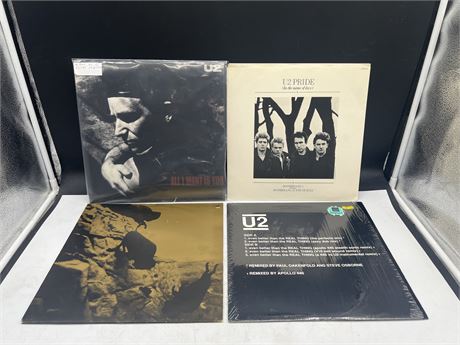 4 RARE U2 12” RECORDS - UK PRESSING