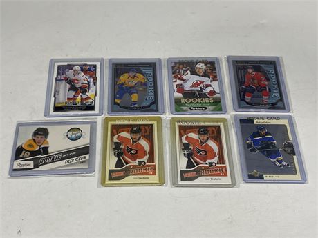 8 NHL ROOKIE CARDS - INCLUDES SEGUIN, FIALA, HISCHIER ETC