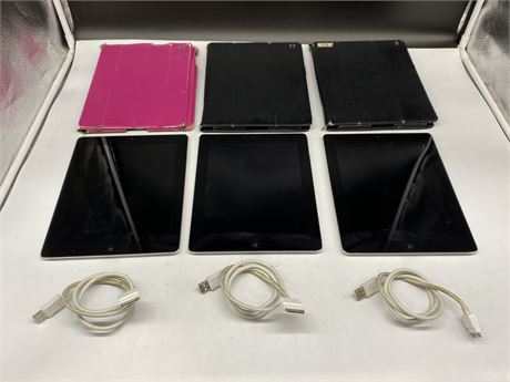(3) 16GB 2ND GEN IPADS W/ CASES & CORDS (Working & have been wiped)