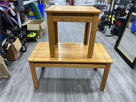WOODEN COFFEE & SIDE TABLE (COFFEE TABLE 35” LONG)
