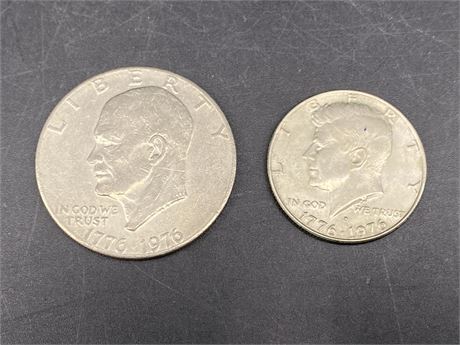 1776-1976 USD SILVER DOLLAR & SILVER HALF DOLLAR