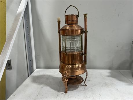VINTAGE COPPER SHIPS LAMP (24” tall)