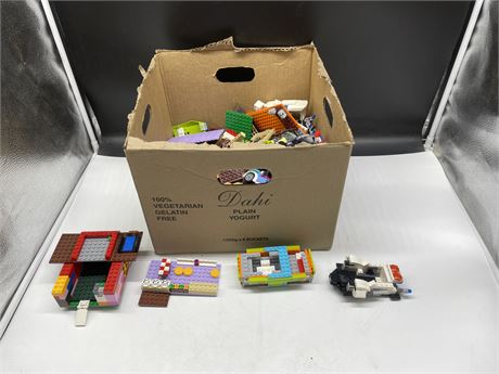 BIN OF LEGO WITH MANY FIGURES