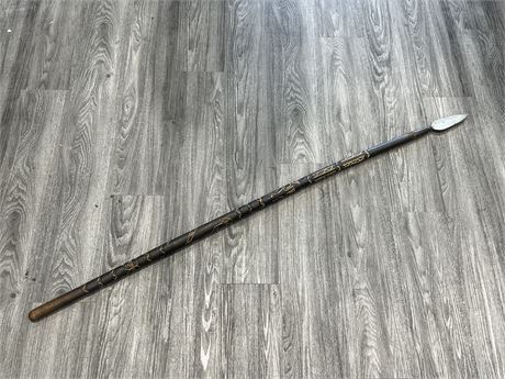 CARVED AFRICAN SPEAR (62”)