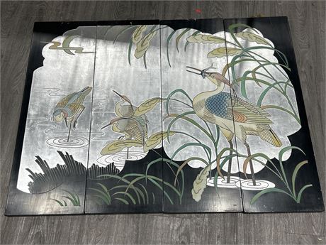 4 PC. ASIAN STYLE WOOD WALL ART - 4FT X 3FT