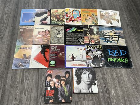 18 MISC RECORDS - CONDITION VARIES & 2 ROCK BOOKS
