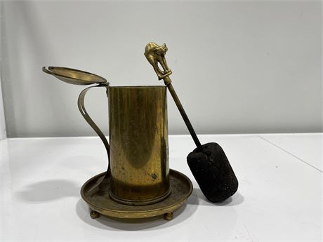 (1945 TRENCH ART) LARGE SHELL MADE INTO TORCH