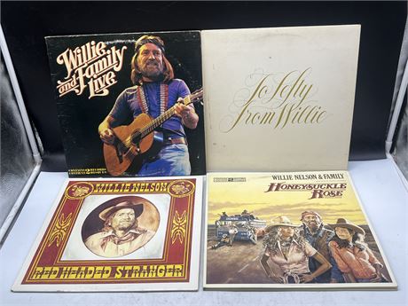 4 WILLIE NELSON RECORDS - EXCELLENT (E)