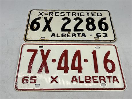 1963 & 1965 “X” ALBERTA LICENSE PLATES