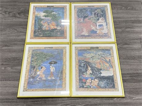 4 PIECES OF FRAMED ART FROM THAILAND (15.5”X18.5”)