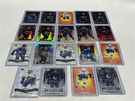 19 PETTERSSON / HUGHES CARDS IN TOP LOADERS