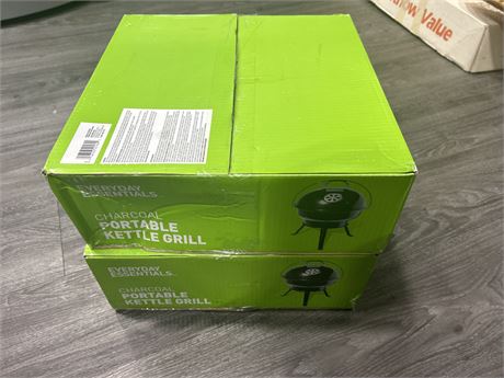 2 PORTABLE CHARCOAL KETTLE GRILLS NEW IN BOX