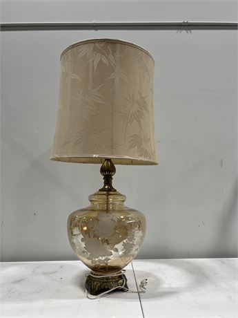 70 YEAR OLD VINTAGE GLASS/BRASS LAMP - 38” TALL