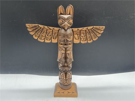VINTAGE SIGNED FIRST NATIONS TOTEM - 15” TALL