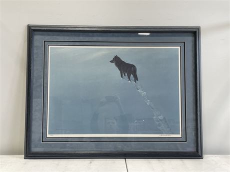SIGNED NUMBERED ROBERT BATEMAN NEW-TERRITORY BLACK WOLF FRAMED PRINT WITH COA
