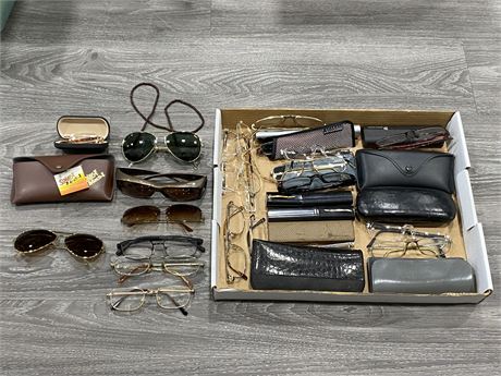 TRAY OF SUNGLASSES & OVER THE COUNTER READING GLASSES (30 PAIRS)
