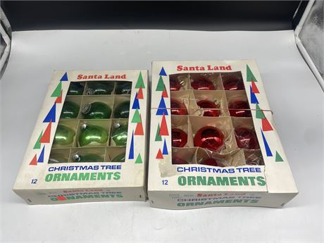 2 BOXES OF VINTAGE CHRISTMAS ORNAMENTS (COMPLETE 24 TOTAL)